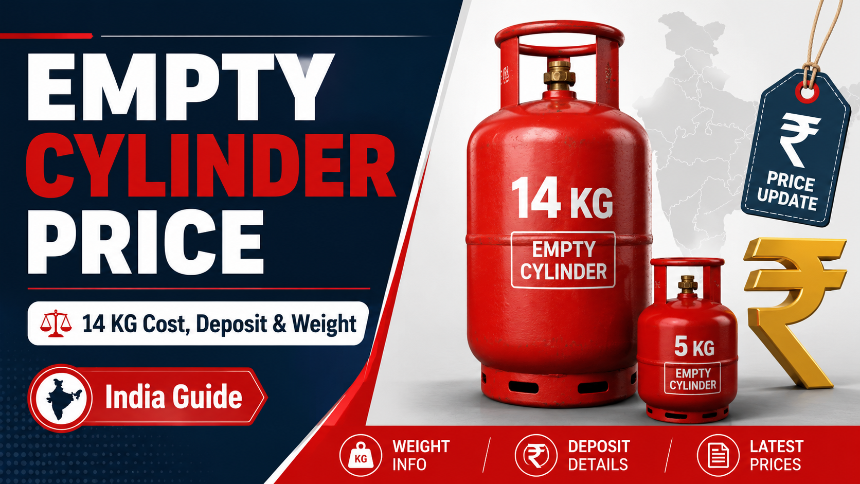 Empty Gas Cylinder Price Today (2026): 14.2 kg LPG Cylinder Deposit Cost in India