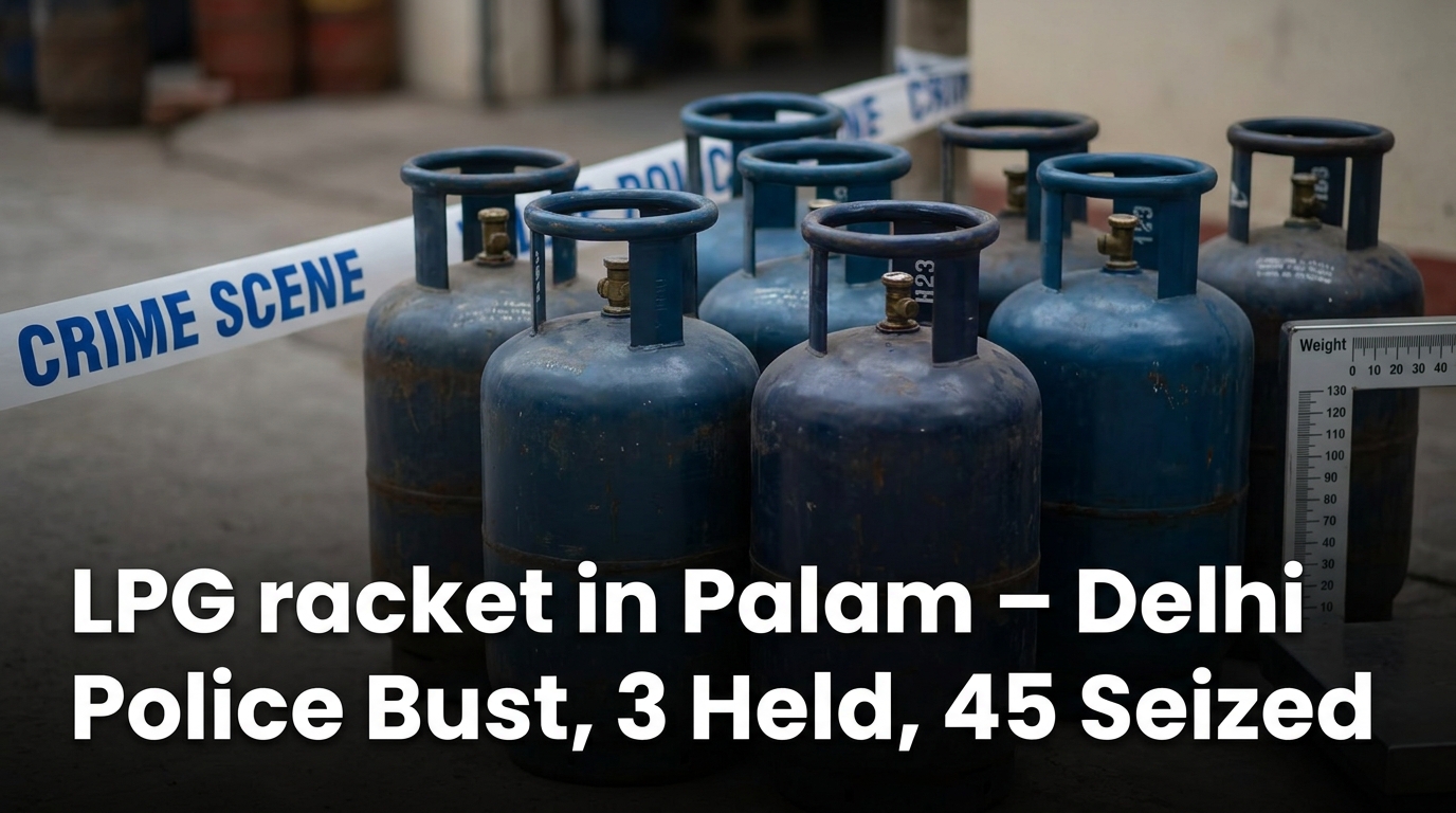 LPG racket in Palam – Delhi Police Bust, 3 Held, 45 Seized
